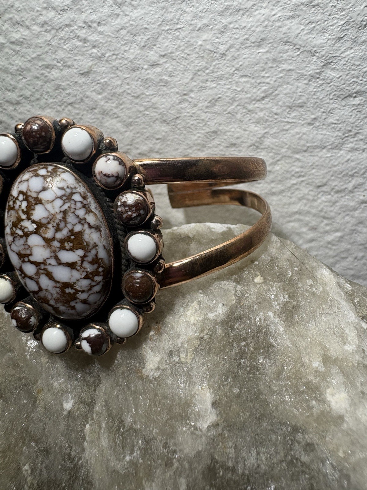 Copper Adjustable Cuff Bracelet With Genuine Wild Horse