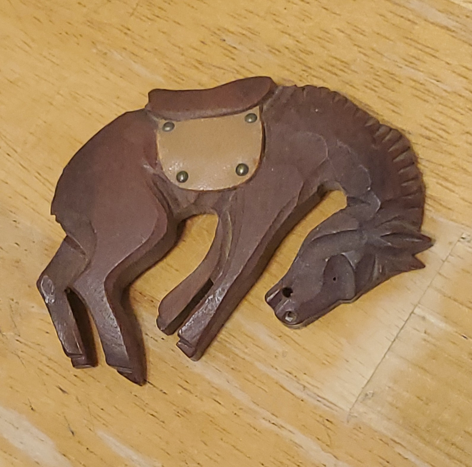 Brown Wooden Horse Shape Brooch Pin, Animals & Insects Theme Jewelry Accessory