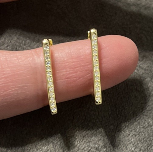 Moissanite 14kyg/925 Rectangular Earrings