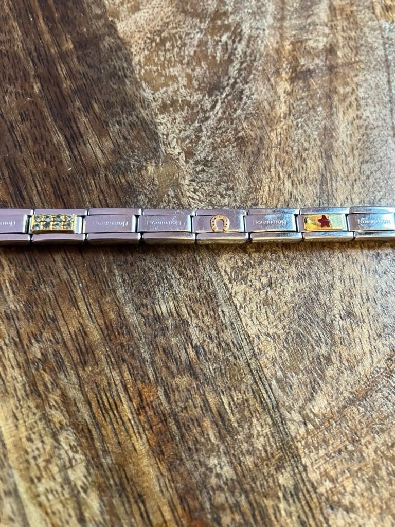 Nomination Bracelet with Four Charms Europe Italy Early 2000s Stainless Steel