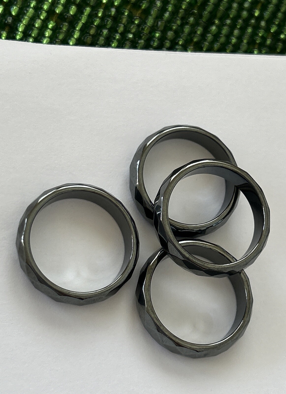 6MM WIDE MAGNETIC HEMATITE FACETED UNISEX RING SIZE 8,8.5, 9.5
