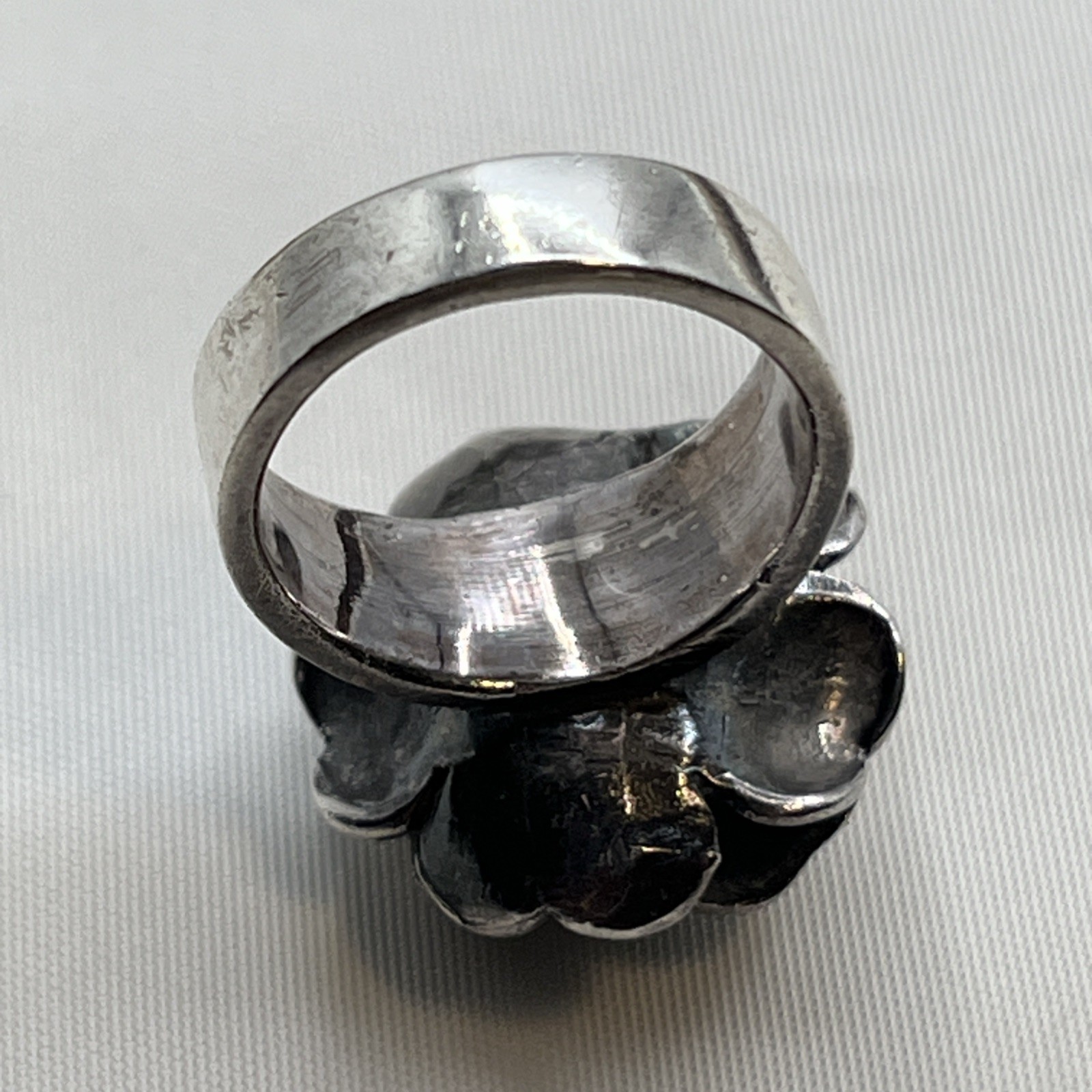 Sterling Silver 925 Chunky 3D Rose Flower Statement Ring Size 4.5 Vintage