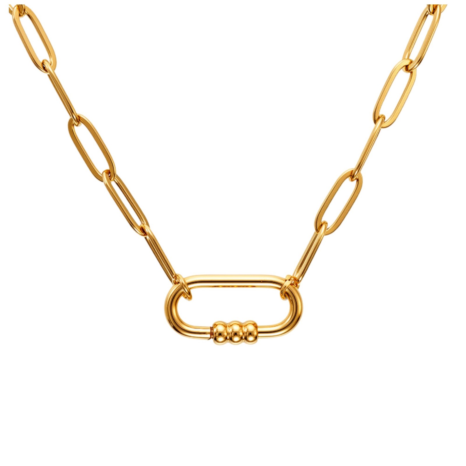Carabiner Charm Holder Necklace for Women by Ginger Lyne 18KT Gold Plated Sta…