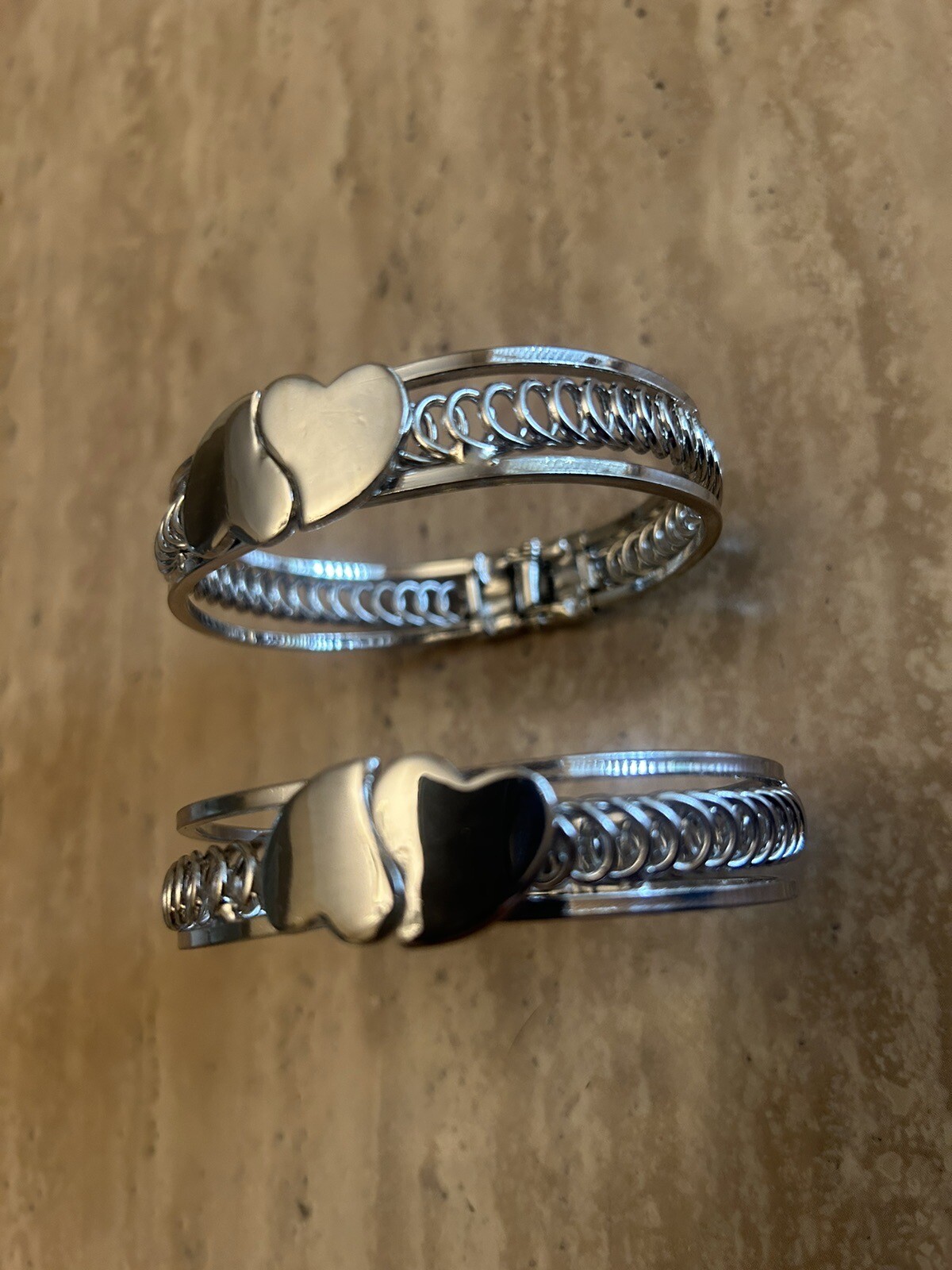 The Buyer Gets 2 new Silver Double Heart Bracelets-USA Vendor-Free Shipping
