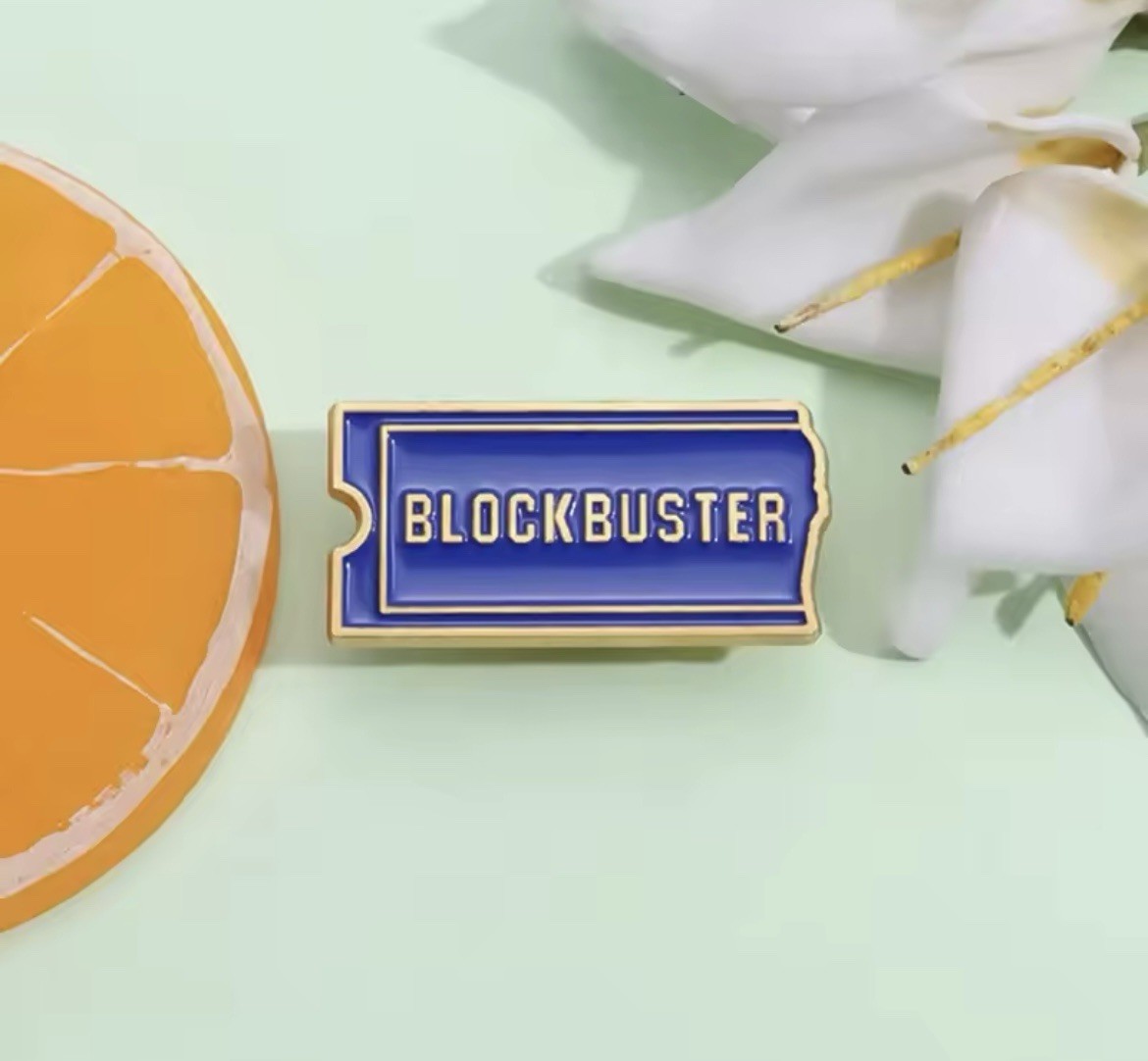 Blockbuster Ticket Style 1pc Rubber Backer Blockbuster Ticket Pin FREE SHIPPING