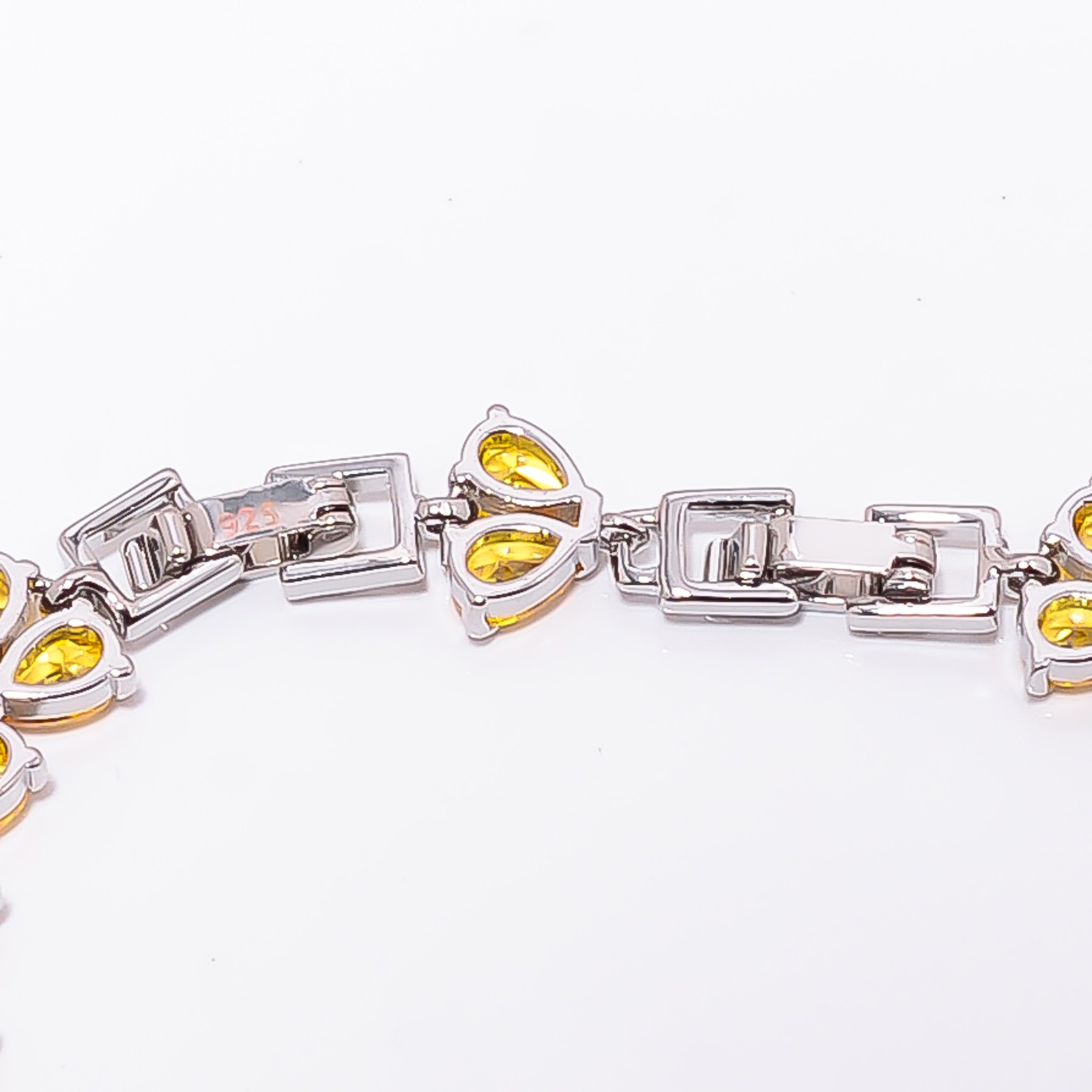 Yellow Sapphire -Simulated, CZ 925 Sterling Silver Adjustable Bracelet 7-8″ B89