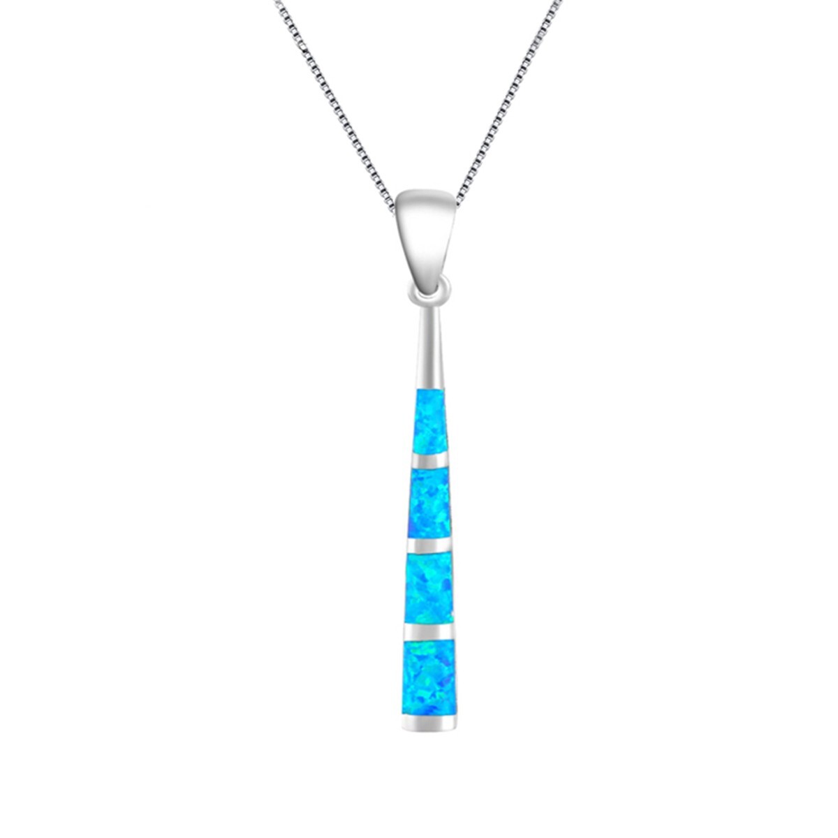Hawaii Blue Fire Opal Baseball Bat pendants Silver Filled For Women Girls