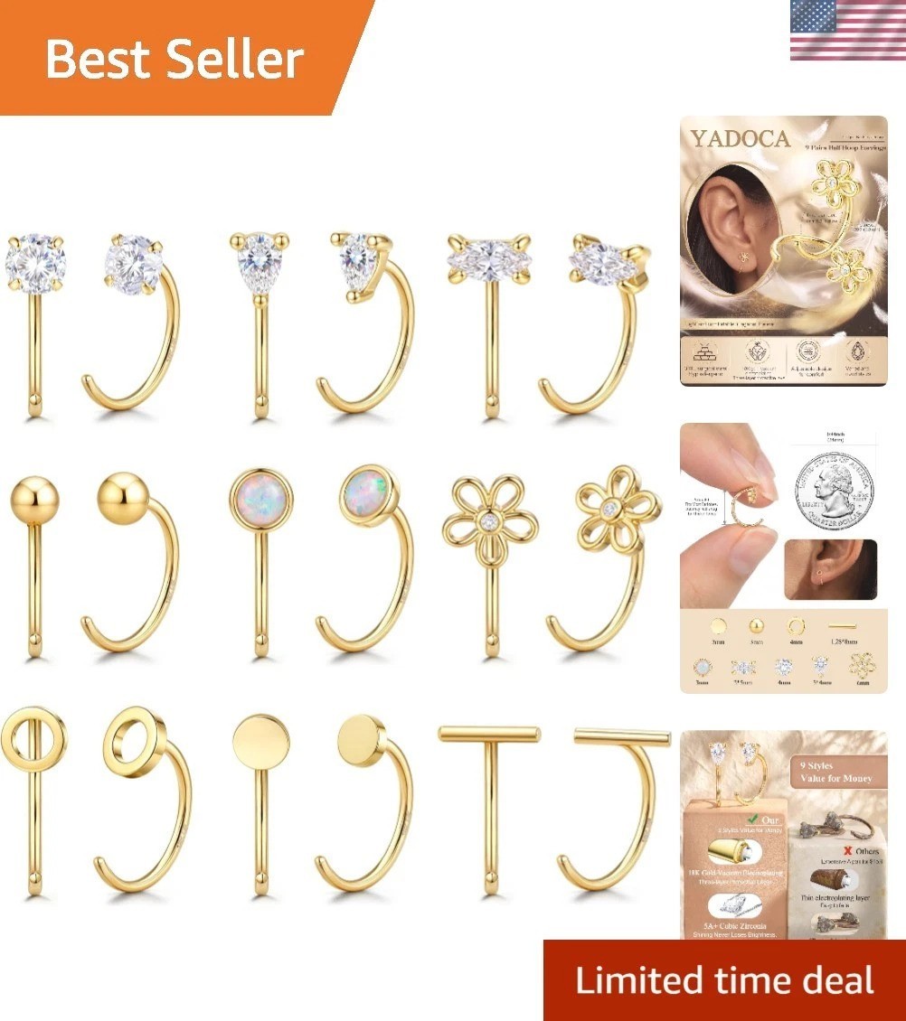 Half Hoop Huggie Earrings for Women Gold Silver Plated Ardant Backless Earrings
