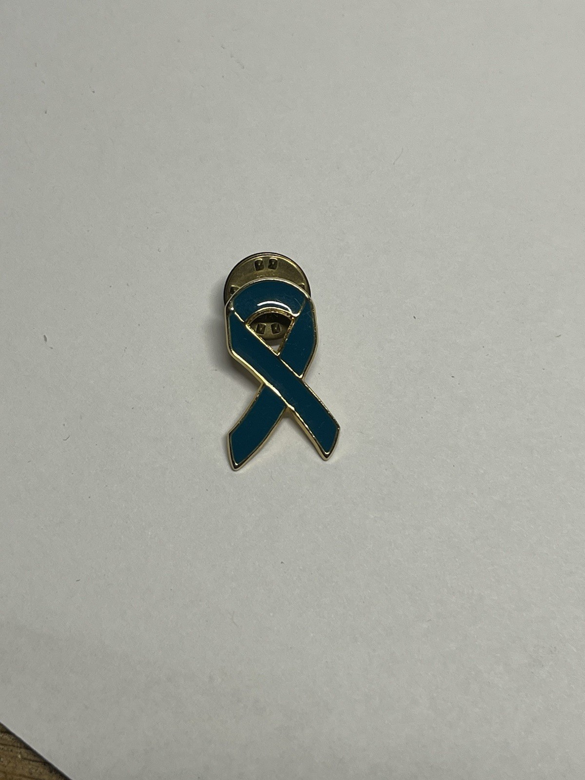 Teal Ribbon Awareness Lapel Pinback Ovarian Cancer or SA Support Pin 1″