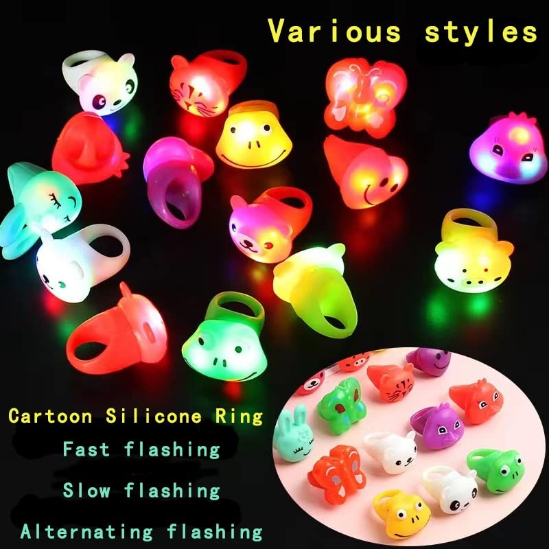 27 Pcs LED Light Up Ring Colorful Flashing Glow in Dark Soft Jelly Party Favors