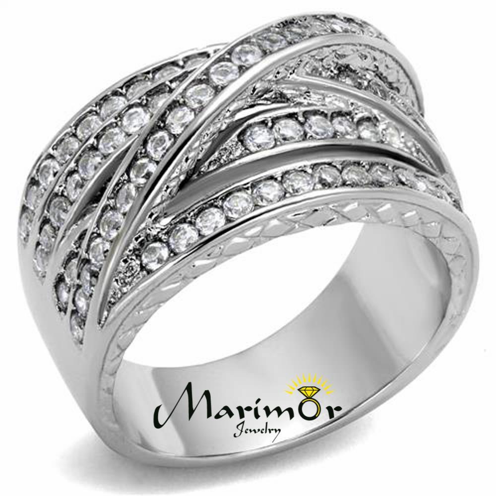 Women’s Round Cut Cubic Zirconia Stainless Steel Anniversary Ring Size 5-10