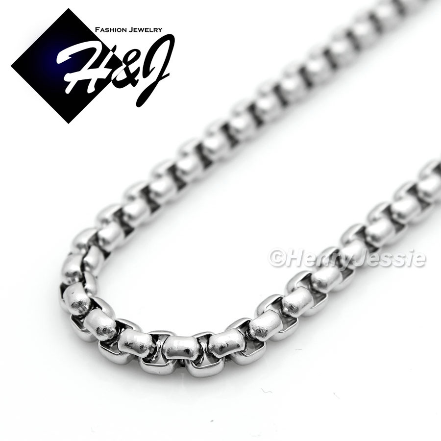 18″-40″MEN’s 316L Stainless Steel 7mm Silver Smooth Box Link Chain Necklace*N120