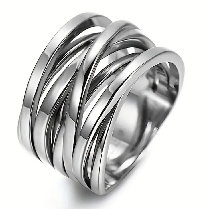 Boho Chic Intertwined Crossover Statement Ring Chunky Band for Women