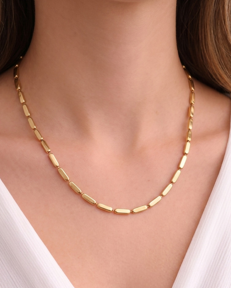 Handmade Minimalist Gold Bar Necklace Women Everyday Layering Jewelry Gift