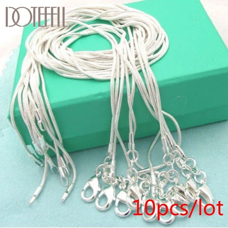 10PCS wholesale 925 sterling solid silver 1MM 16-30inch snake chain necklace