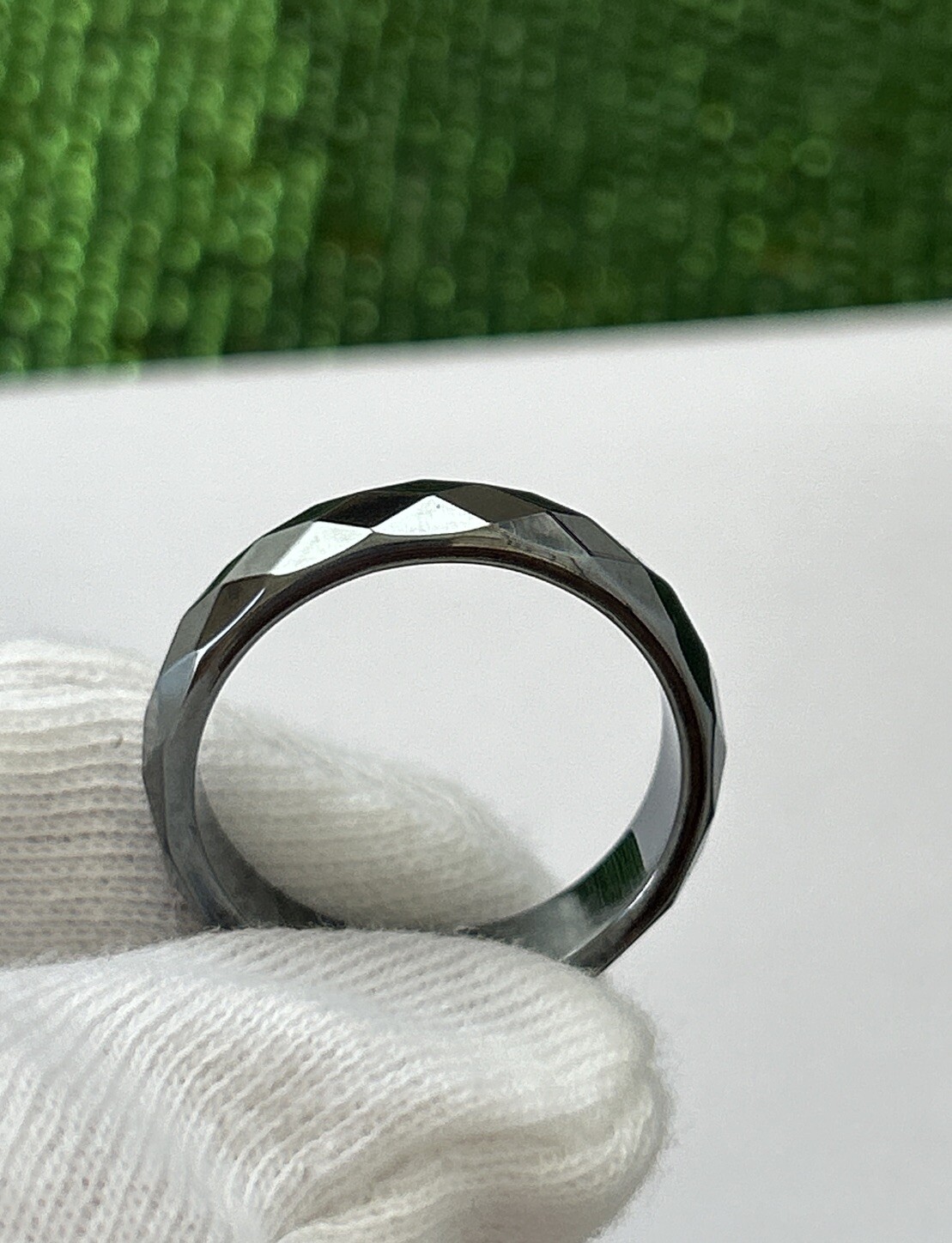 6MM WIDE MAGNETIC HEMATITE FACETED UNISEX RING SIZE 8,8.5, 9.5