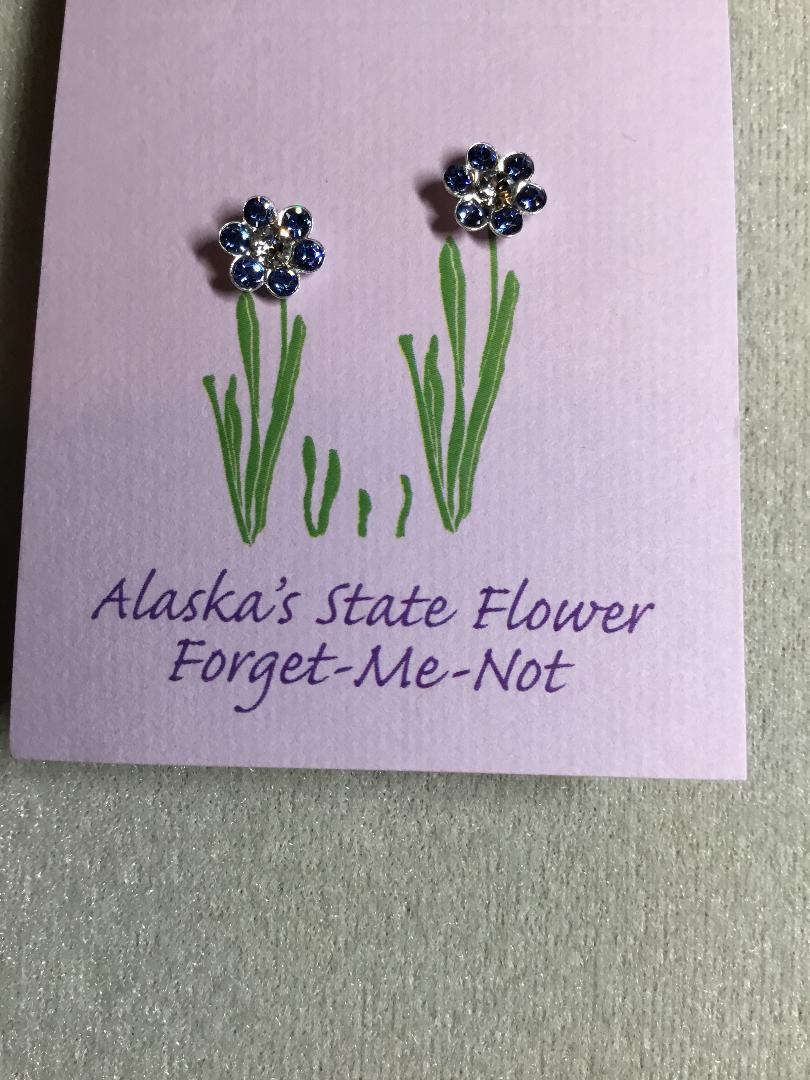 Forget me not earrings Austrian crystal Sterling Silver settings & posts dainty