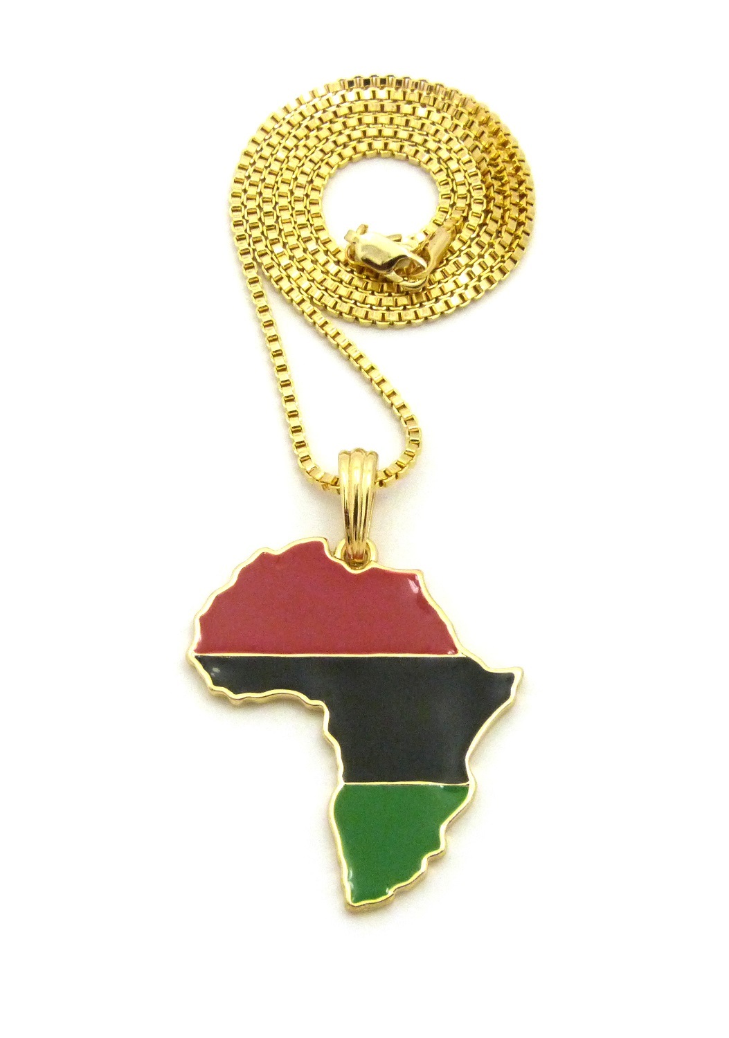 Traditional Africa Map Red,Black,Green Pendant 24″ Various Chain Necklace XTP65