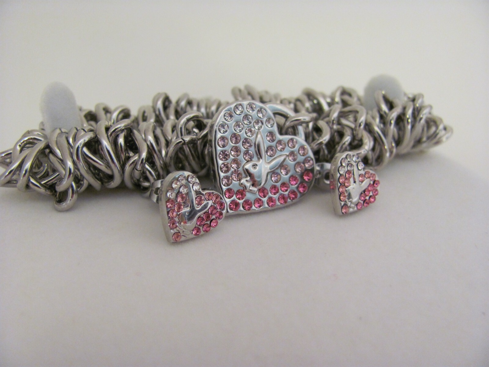 Playboy Jewelry Set Bracelet Earrings Bunny Heart Charm Play Boy y2k Deadstock x