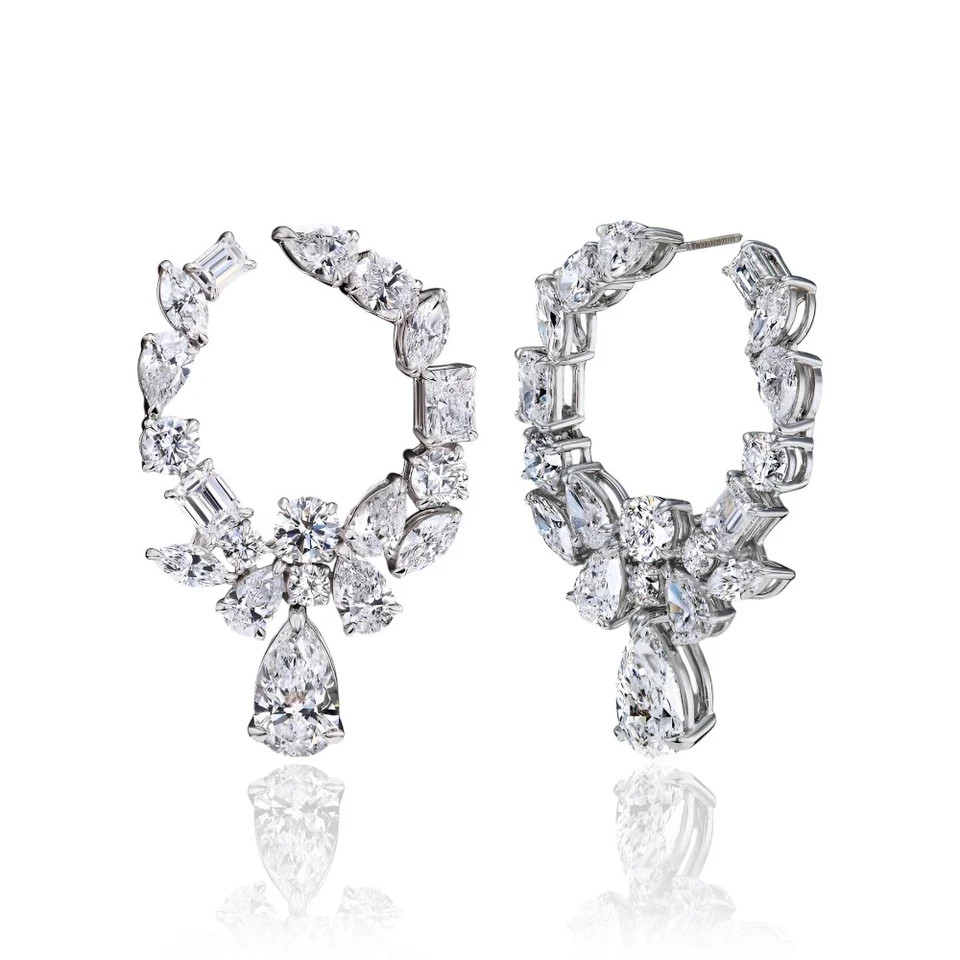 925 Silver moissinite fancy cut earring, for regular and party use.