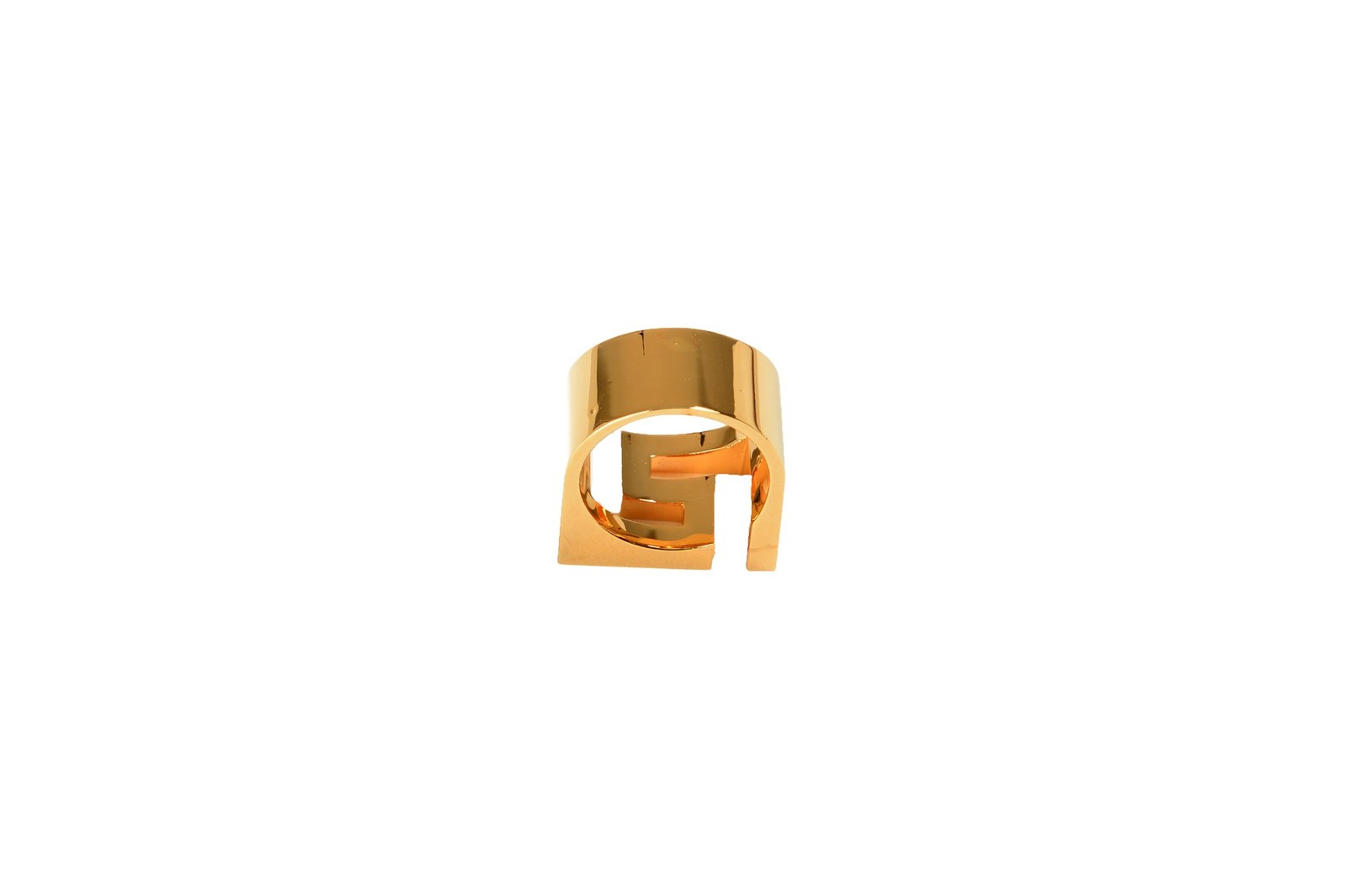 Versace Gold Color Metal “Greeca” Statement Ring Italy Sz 21