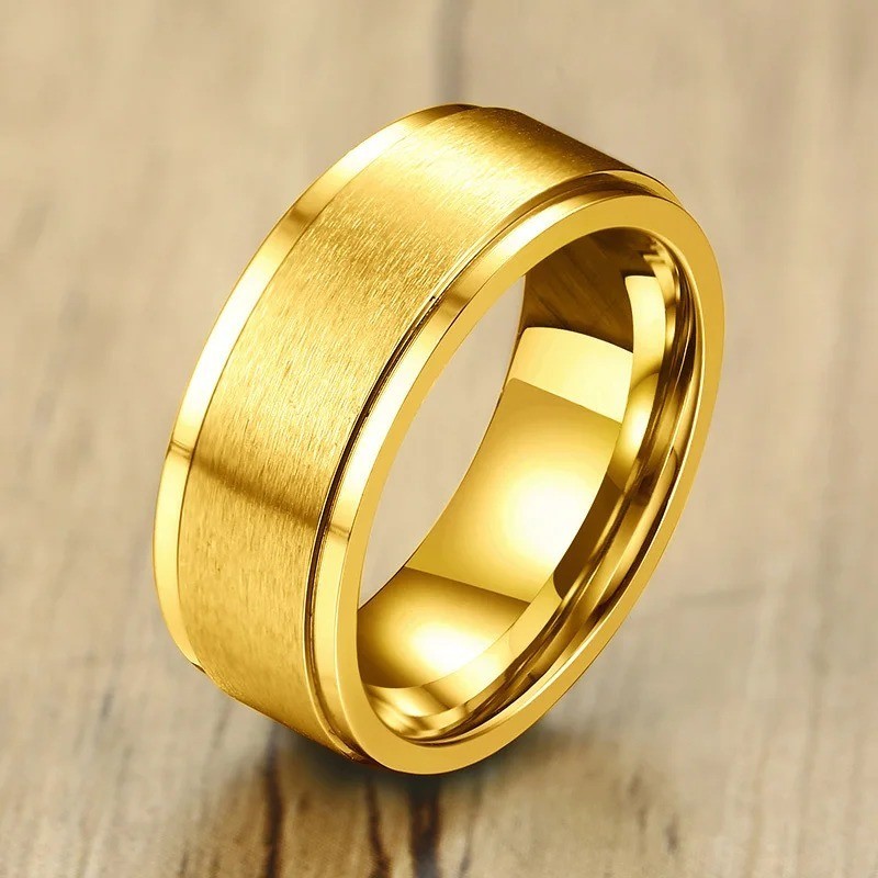 Titanium Wedding Ring Band Brushed Matt & Polished Mens Womens Court Shaped