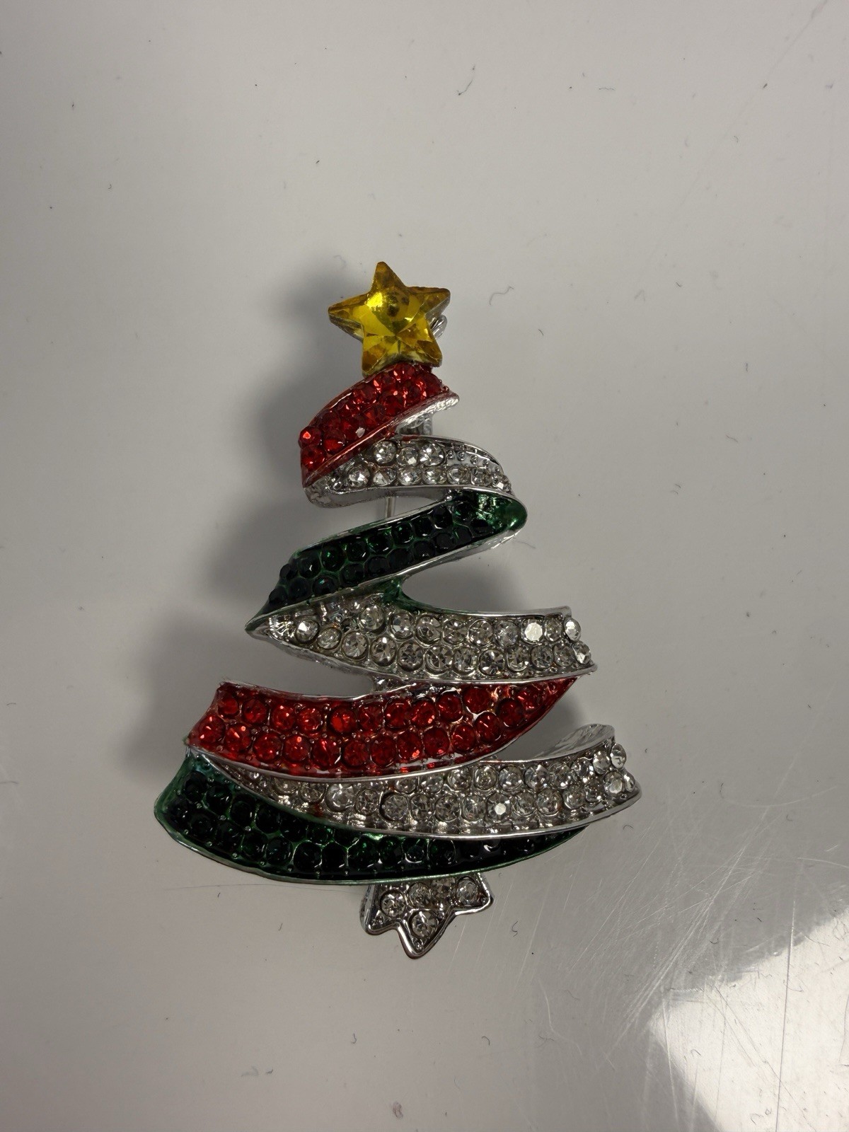 Sparkle And Shine Christmas Tree Brooch With Colorful Rhinestones