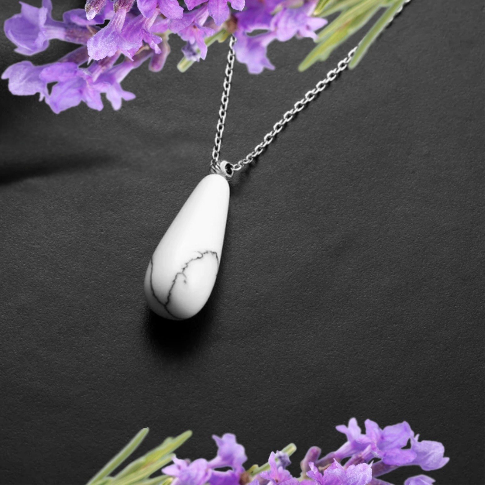 Howlite Necklace, Earthy Necklace, Anxiety Necklace, Howlite Pendant