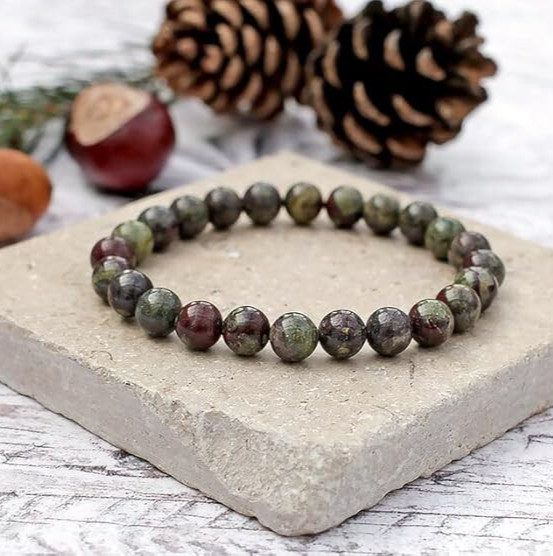 Dainty 8mm Genuine Dragon Bloodstone Bracelet Healing Reiki Unisex Lucky Gift