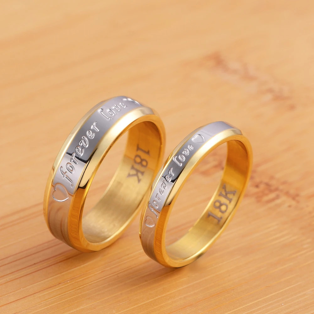 Sterling Silver Color 18K Gold Romantic Heart Rings for Women Men Size 6-10 Part