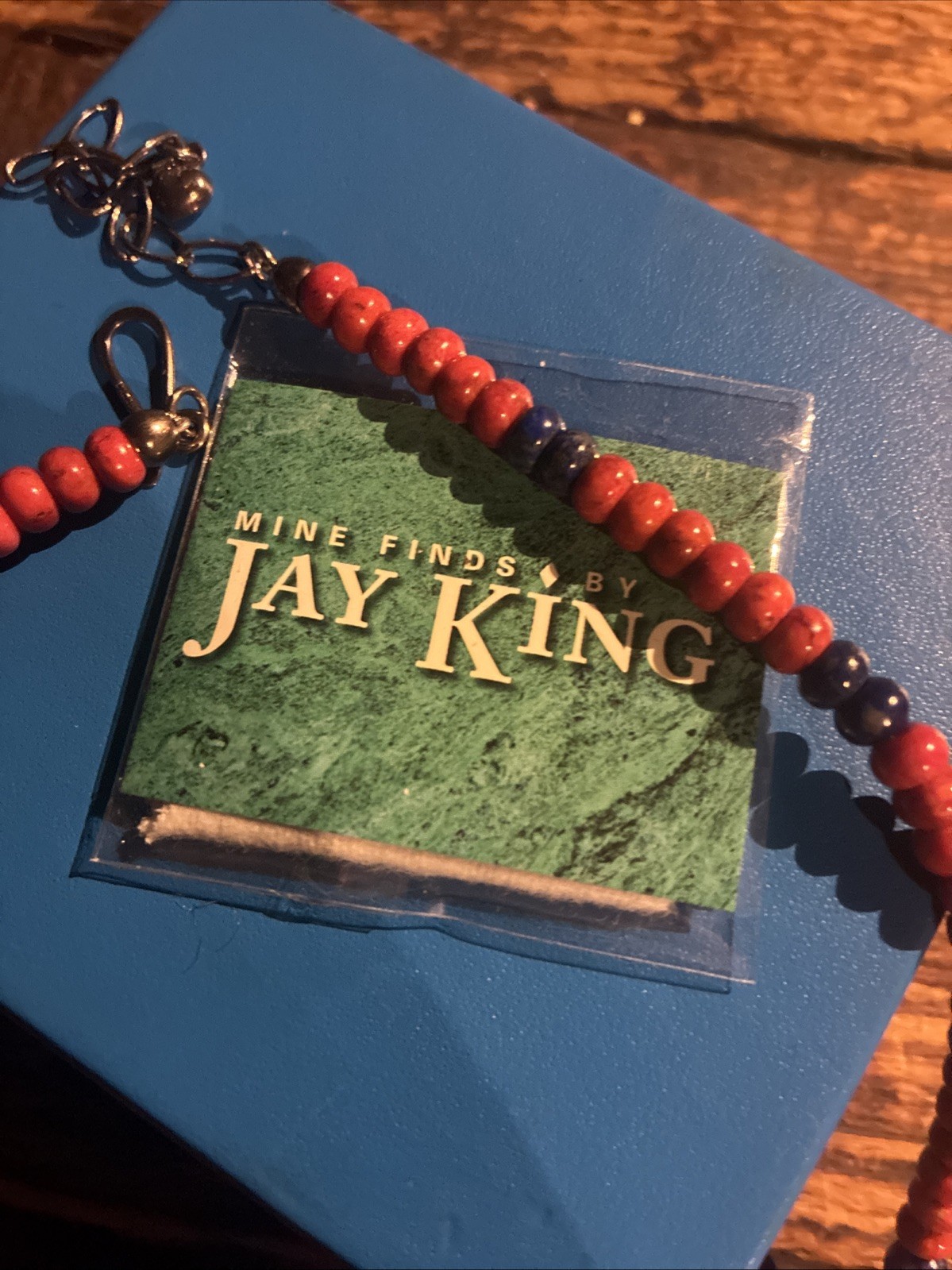 JAY KING DTR 925 STERLING LAPIS LAZULI GINGER CORAL REVERSIBLE HEART NECKLACE