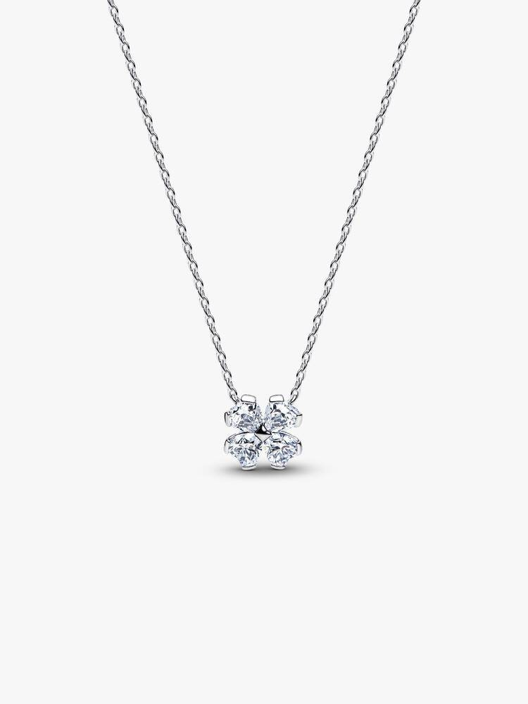 Brand New Authentic Pandora Sparkling Lucky Clover Pendant Necklace 17.7in