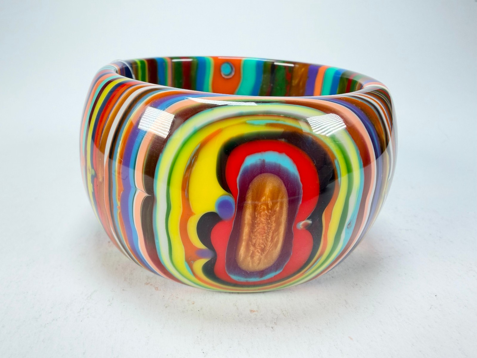 Jackie Brazil Tiger Liquorice Allsorts w/Cat Eye Mix Colours 5cm Resin Bangle