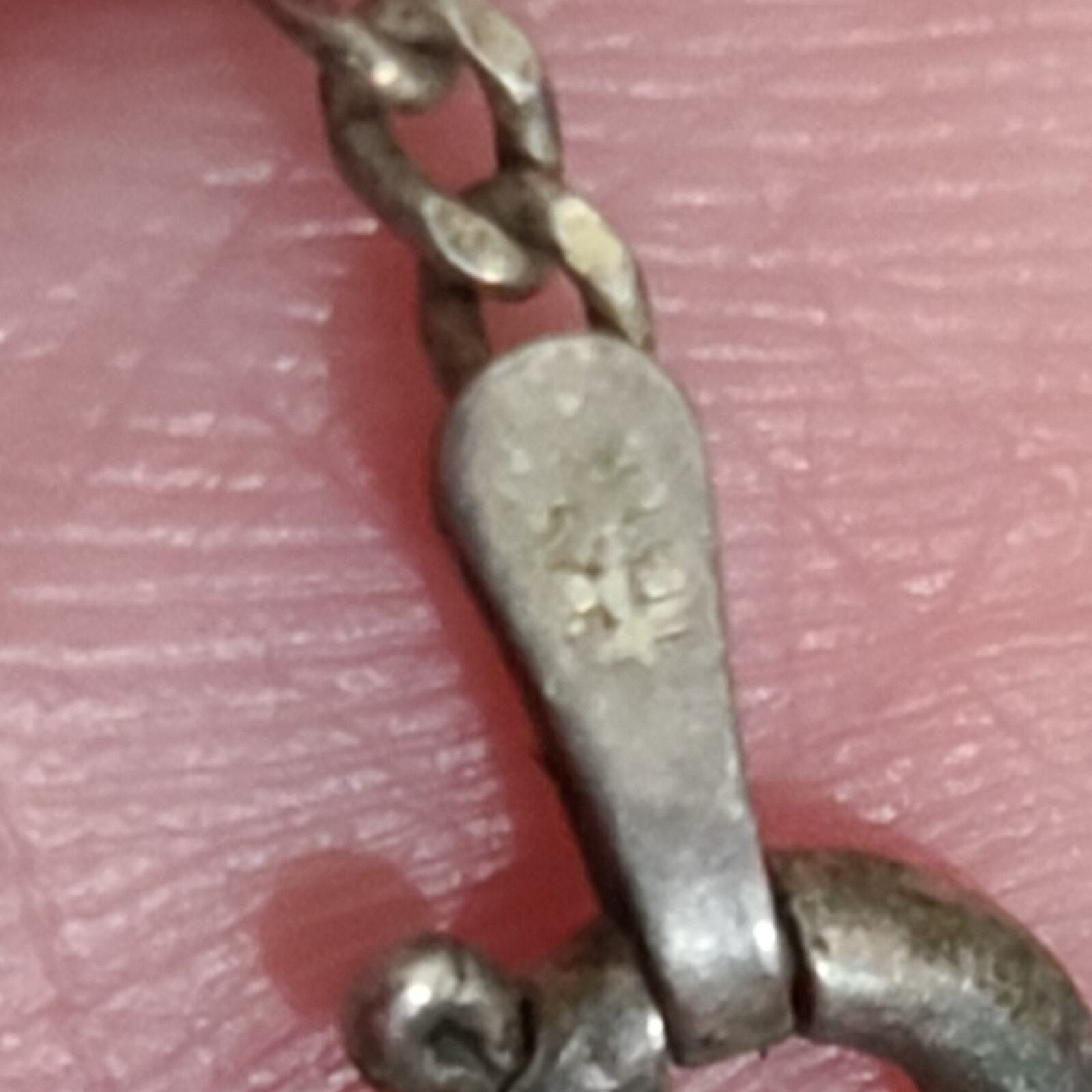 Vintage sterling silver Figaro Italy chain Mizpah coin necklace friendship vtg