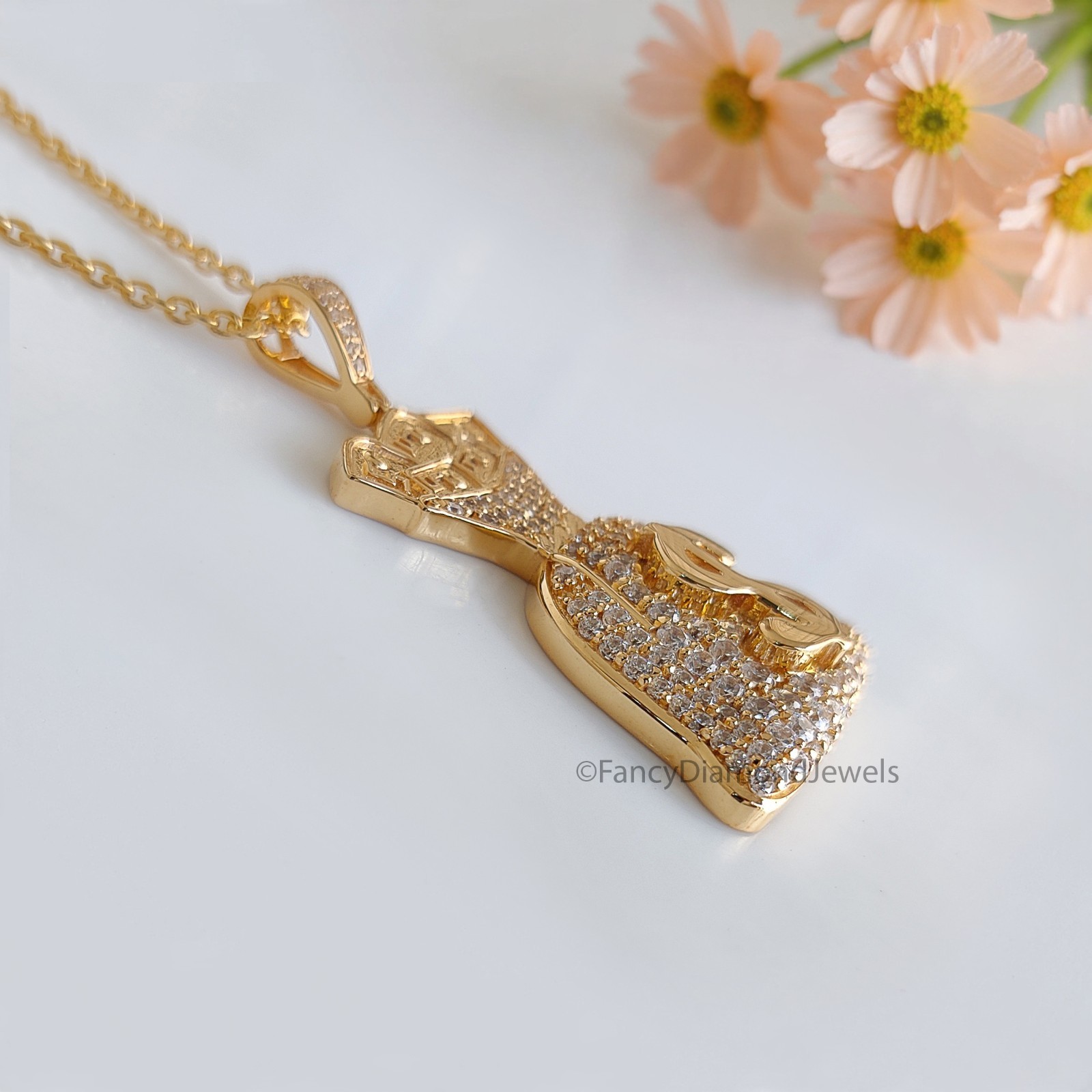 Iced Dollar Money Bag Pendant Round Moissanite Diamond Men’s Charm Pendant FD543