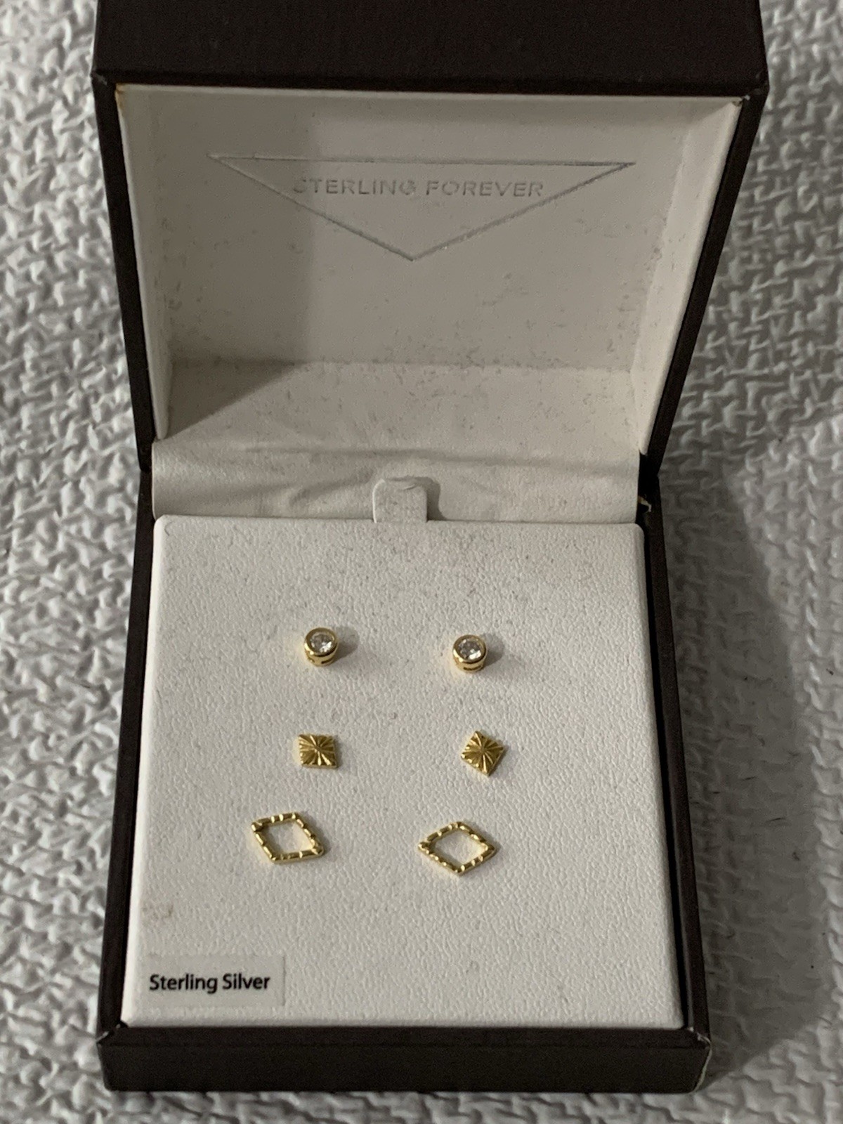 Sterling Forever 3pc Goldtone Stud Earrings Boxed NEW
