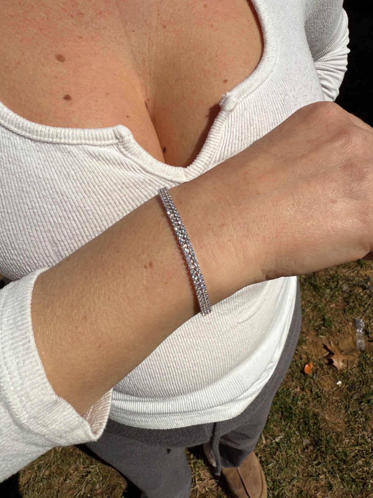 Real 925 Sterling Silver Micro Two Row 4.5mm Tennis Bracelet CZ 6-8″ Iced