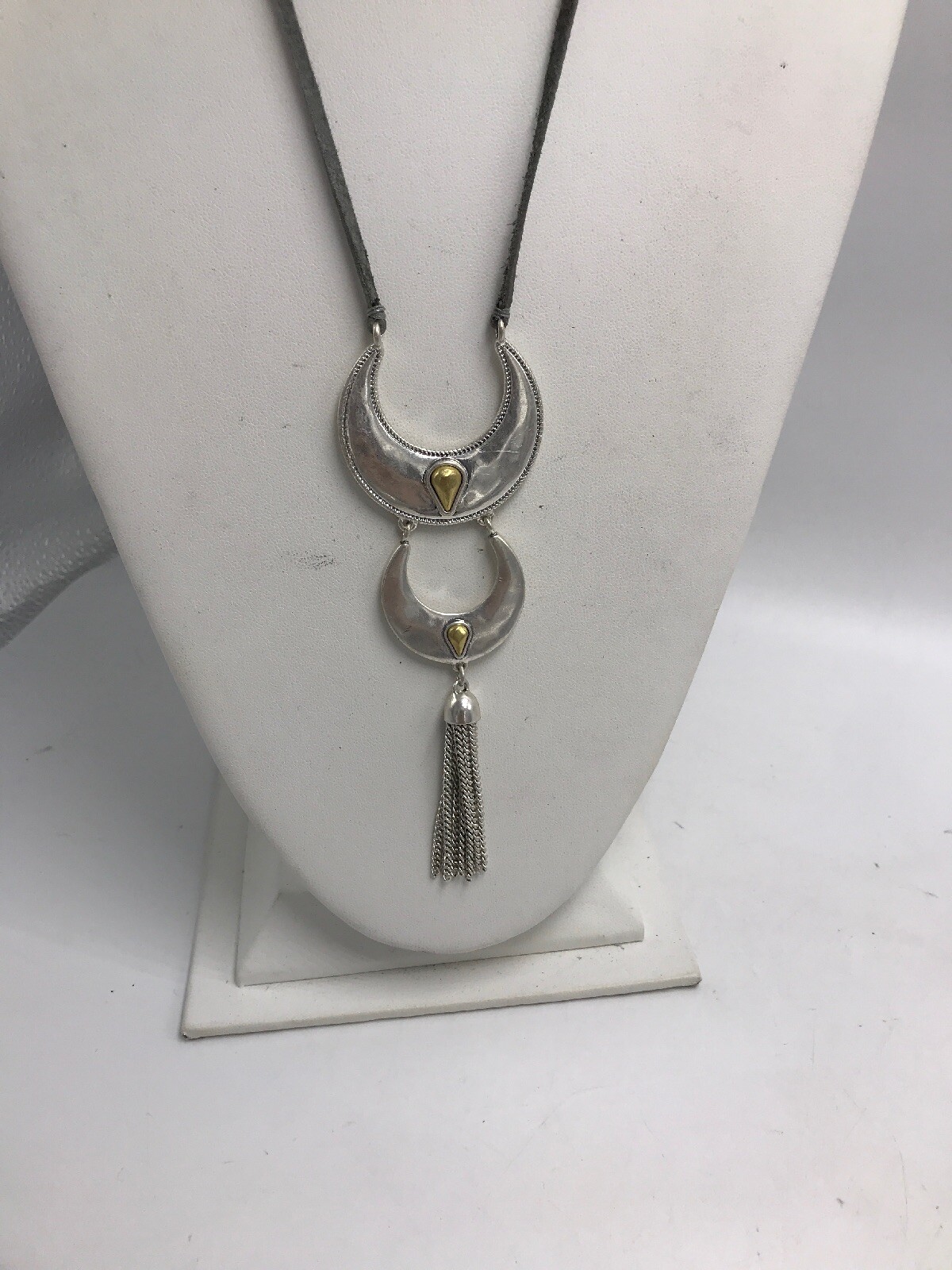 $35 Lucky Brand fringe pendant two tone necklace #229