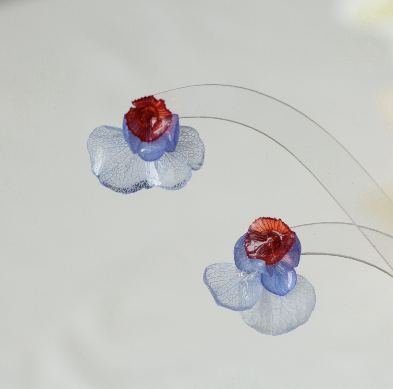Natural Yunnan Dried Hydrangea Resin Stud Earrings Handmade 925 Silver Ear Posts