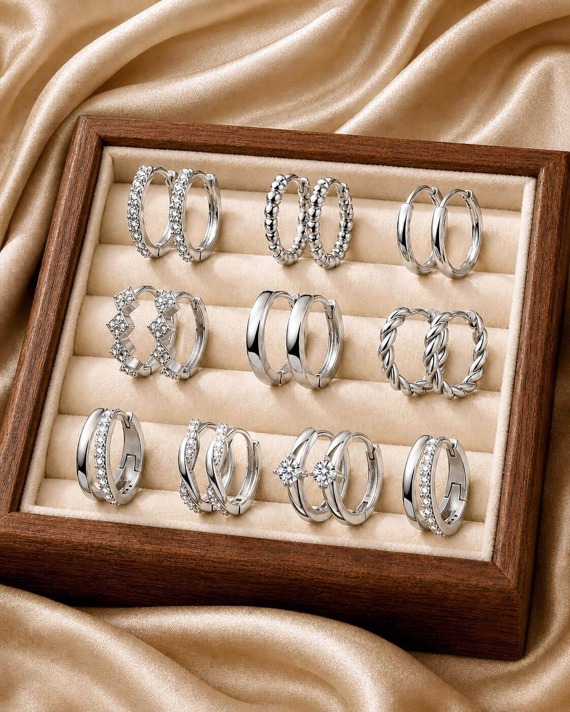 9 Pairs 14K Gold Plated Chunky Huggie Hoop Earrings Set for Women Hypoallergenic