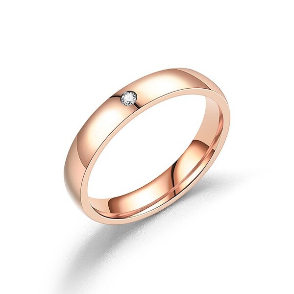 Madtown unisex Titanium Steel Inlaid Cubic Zirconia Ring / Band Rose Gold color