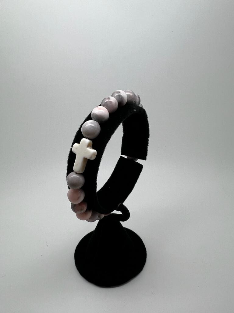 New Collection Bracelets Natural Stone 8mm Cross Elastic Rope