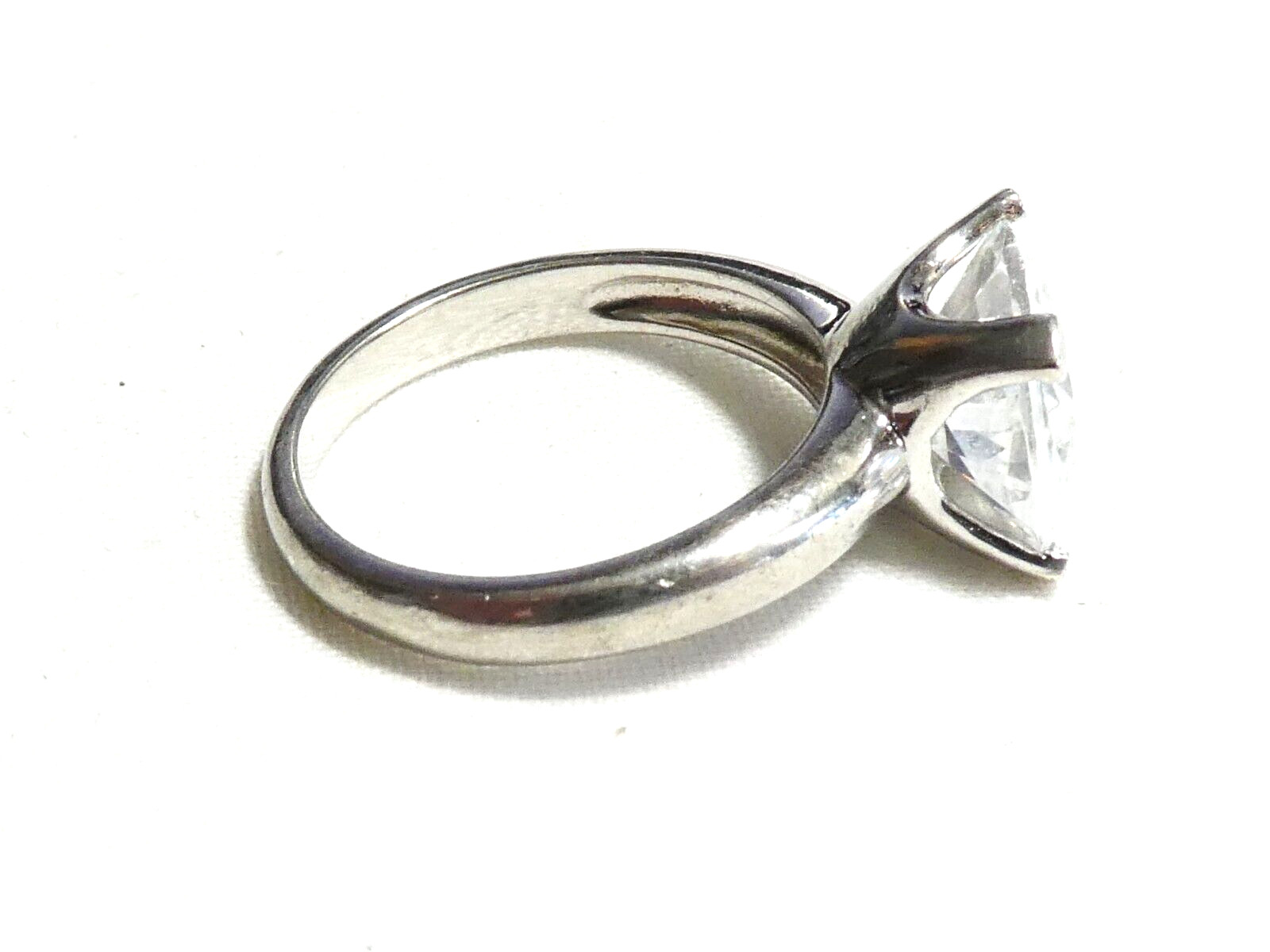 Large Sterling Silver 925 & Oval Clear Crystal Solitaire RING 5.3 gr – UK O
