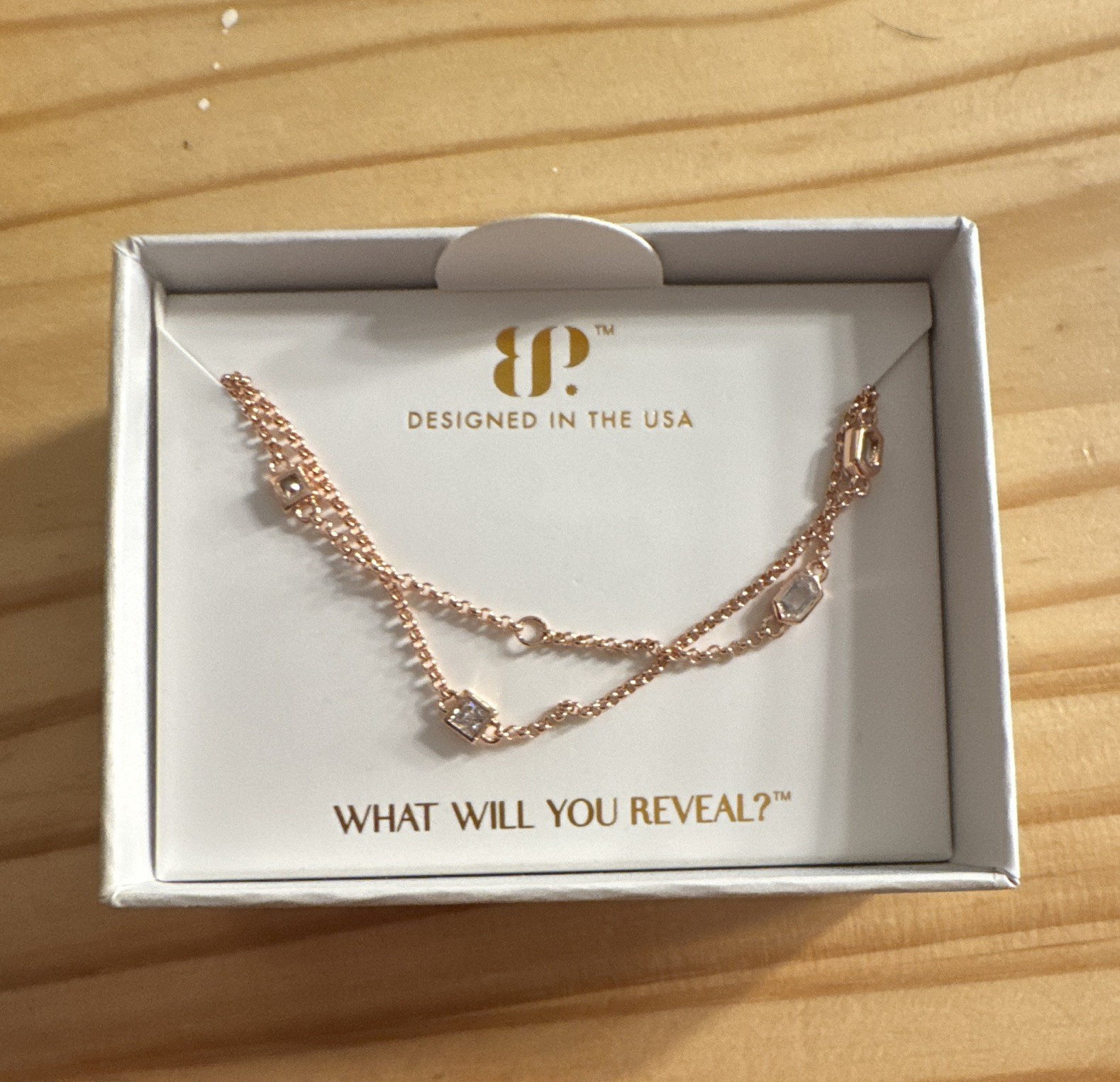 BP The Lennox Necklace Rose Gold Plated Cubic Zirconia 36 in NK89189