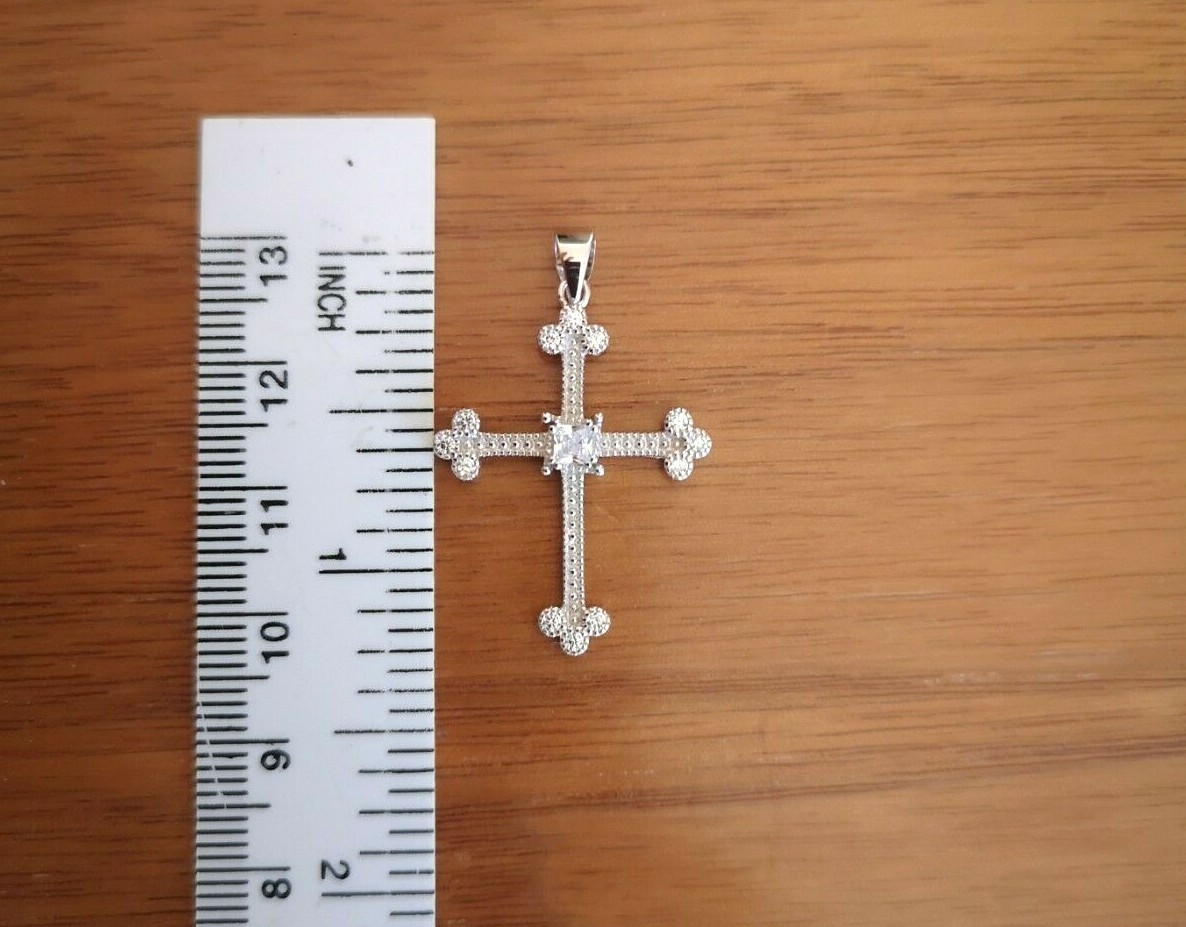 14K White Gold Finish 1/2 Ct Cross Pendant Diamond Necklace for Women’s Men’s