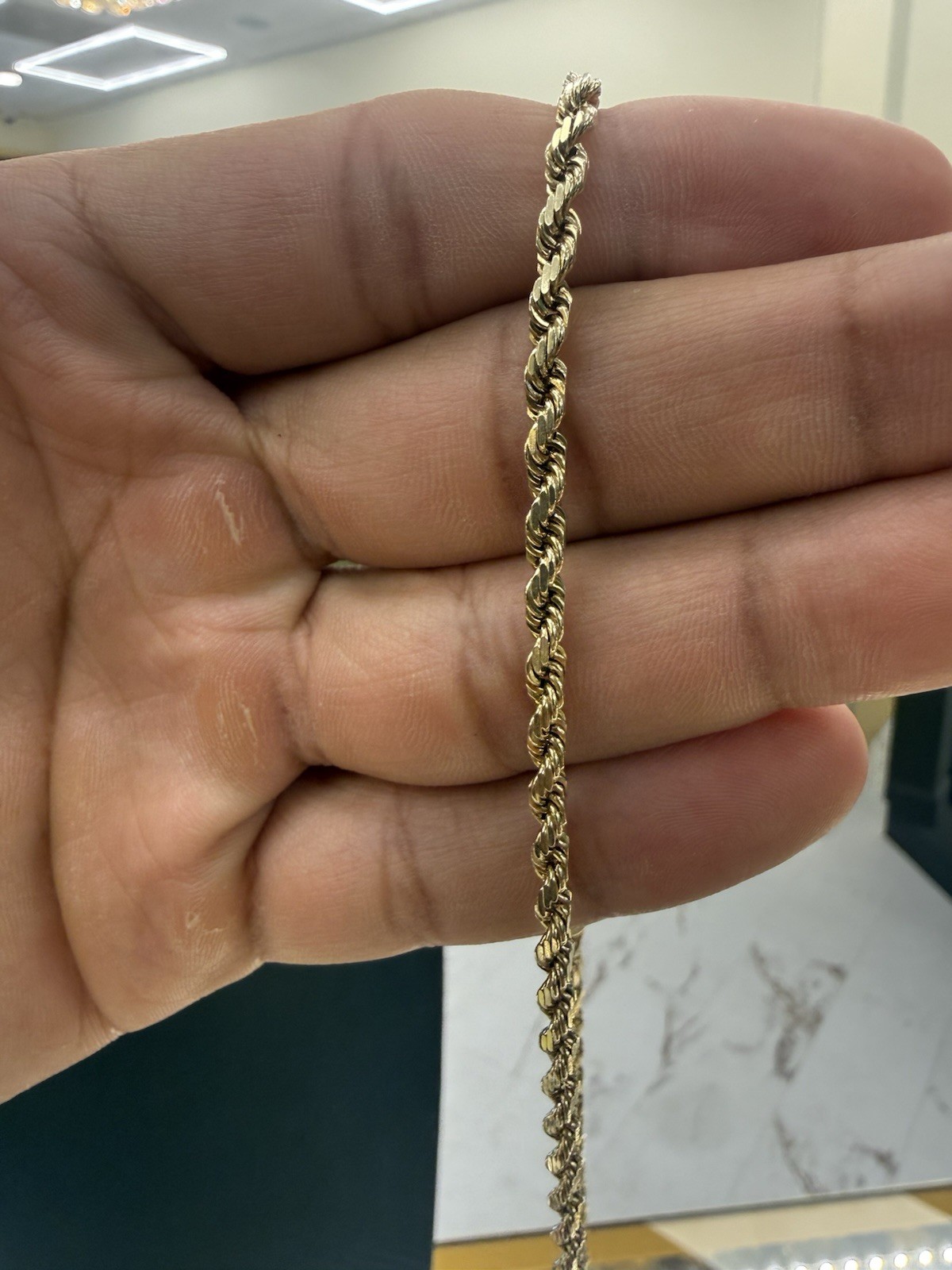 Solid 14k pure gold rope chain necklace