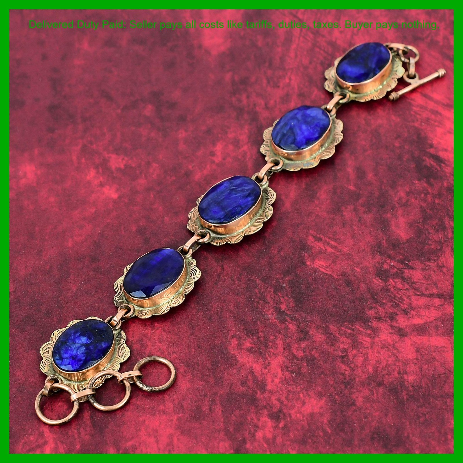 Copper Blue Saphire Stone Elegant Chain Mother Gift Birthday Bracelet Jewelry