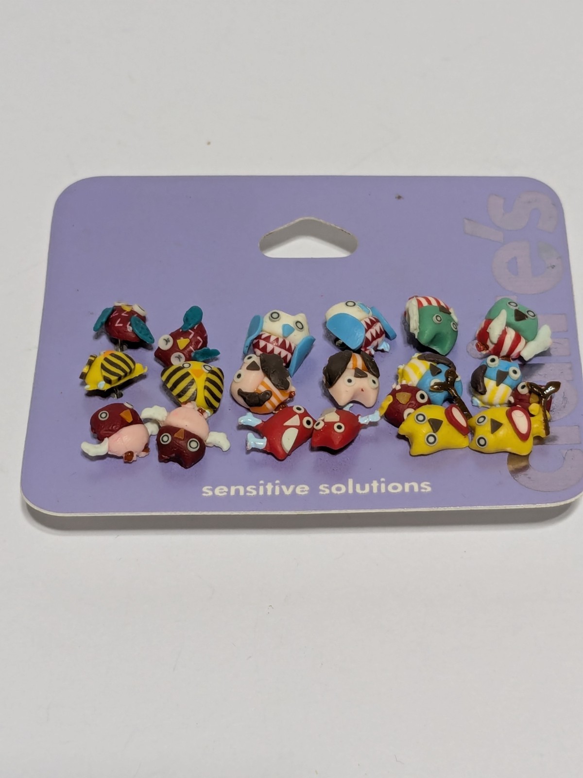 NWT Claire’s Lot Of 9 Pairs Acrylic Owl Stud Earrings. Multicolor.