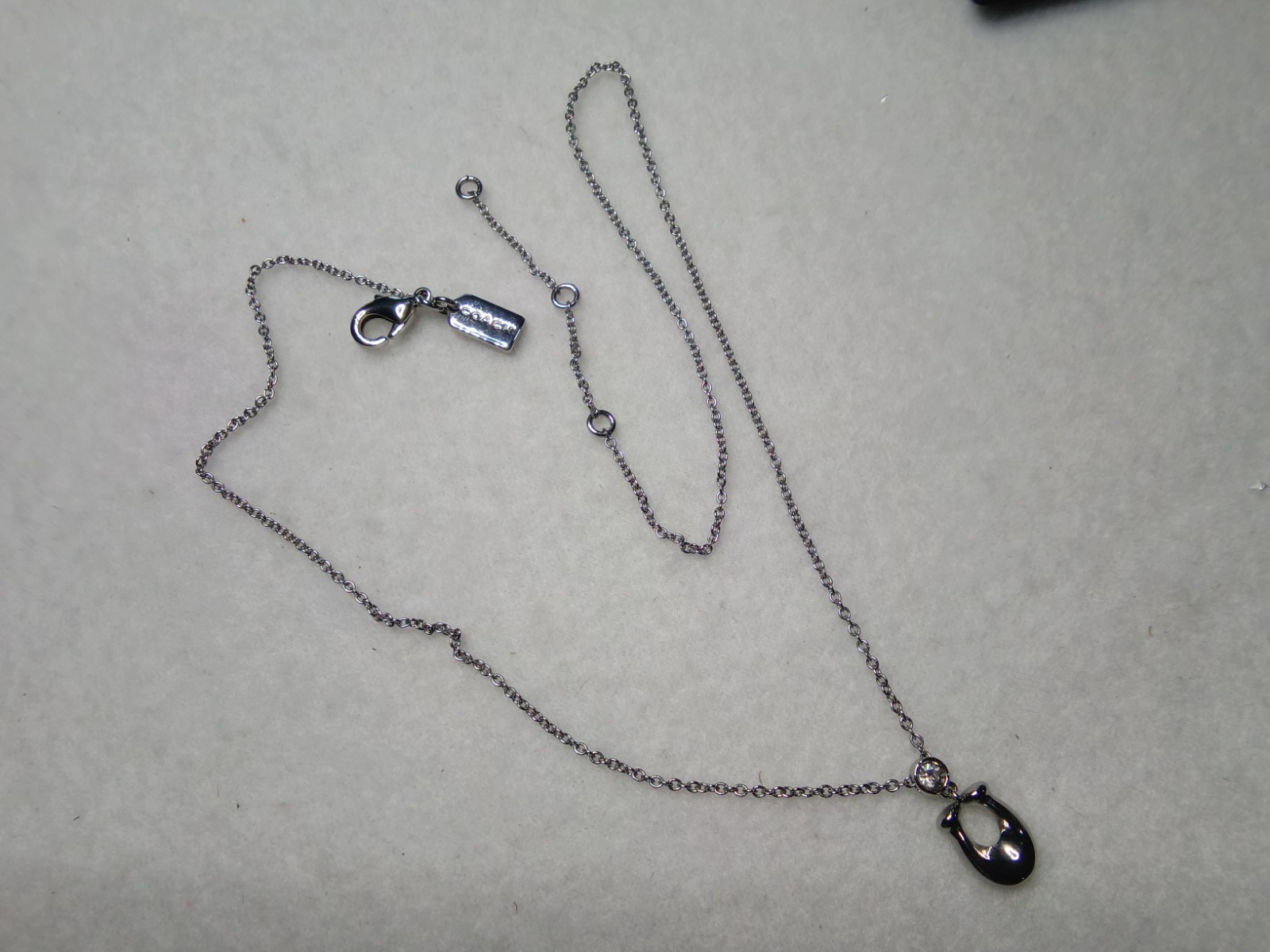 Coach Branded Silver Tone Signature Monogram C Logo Pendant Necklace