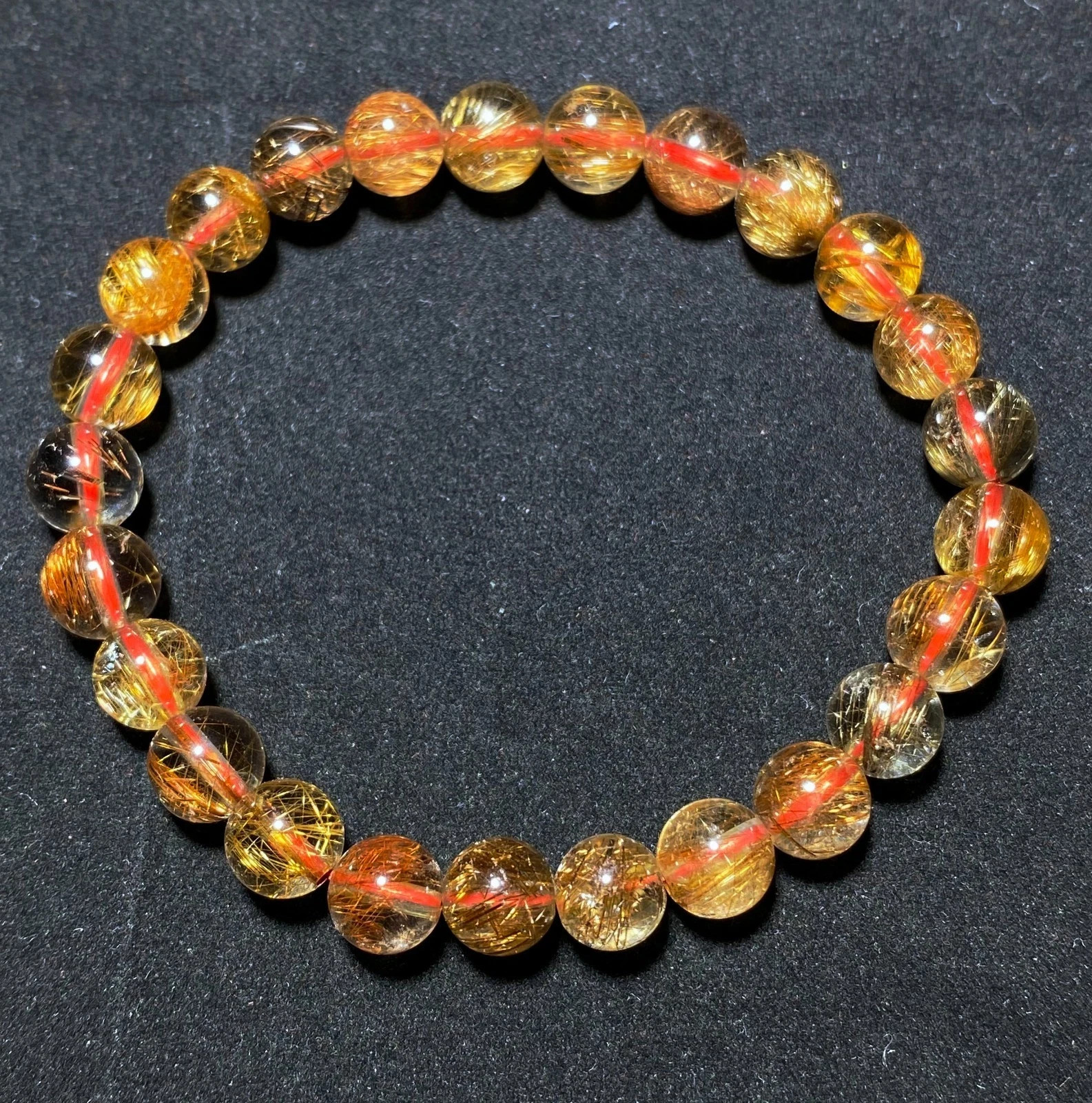 7.8mm Natural Red Copper Quartz Crystal Beads Bracelet C1795